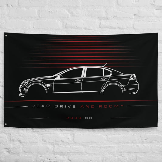 Pontiac G8 2009 car silhouette flag - White Brick Wall