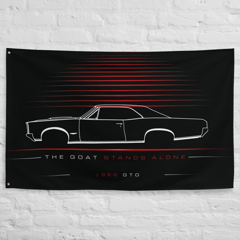 Pontiac GTO 1966 car silhouette flag - White Brick Wall