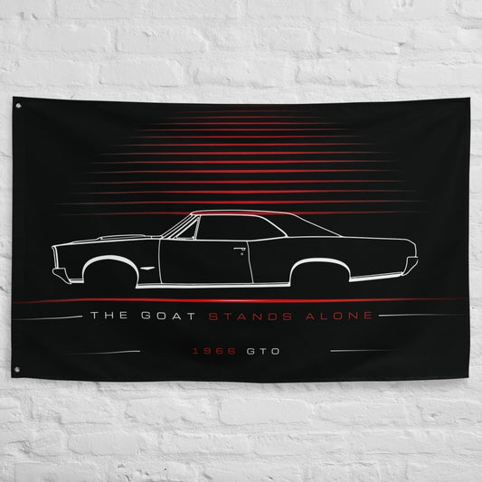Pontiac GTO 1966 car silhouette flag - White Brick Wall