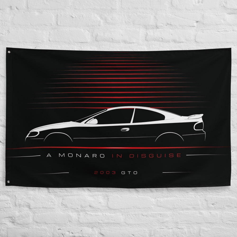 Pontiac GTO 2003 car silhouette flag - White Brick Wall