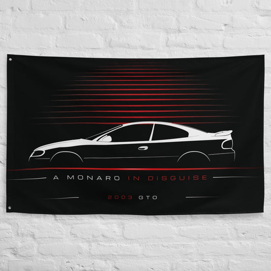 Pontiac GTO 2003 car silhouette flag - White Brick Wall