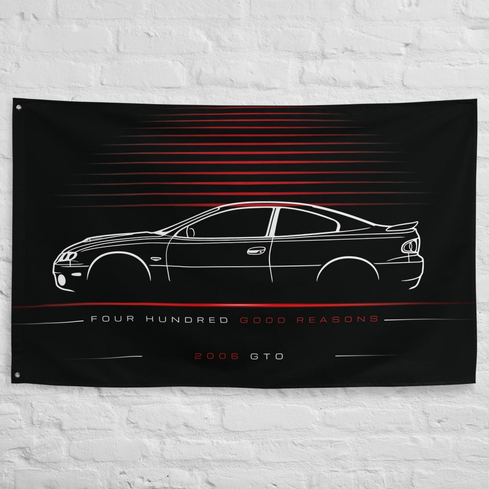 Pontiac GTO 2006 car silhouette flag - White Brick Wall