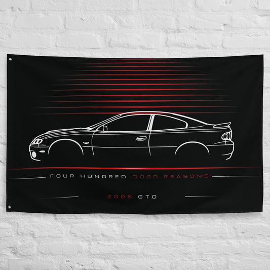 Pontiac GTO 2006 car silhouette flag - White Brick Wall