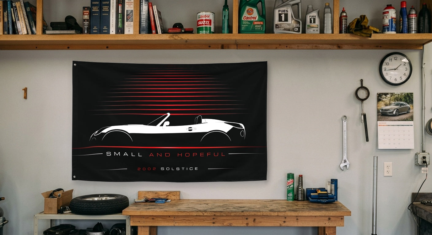 Pontiac Solstice 2002 car silhouette flag - Garage Workbench