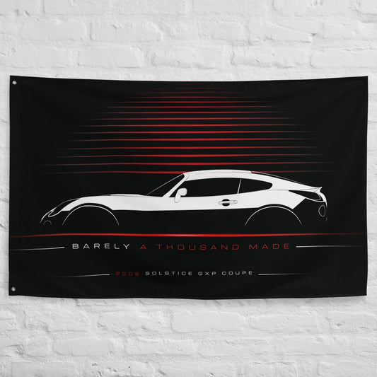 Pontiac Solstice GXP Coupe 2009 car silhouette flag - White Brick Wall