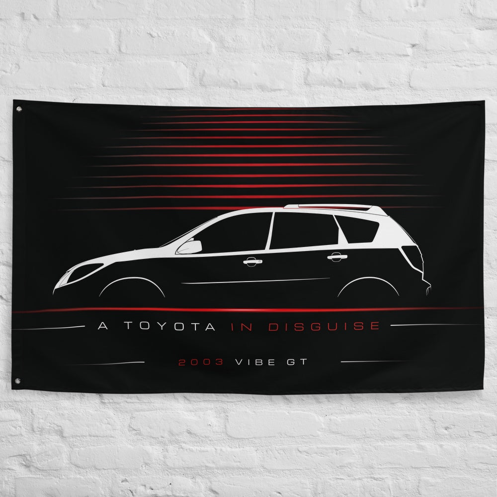Pontiac Vibe GT 2003 car silhouette flag - White Brick Wall