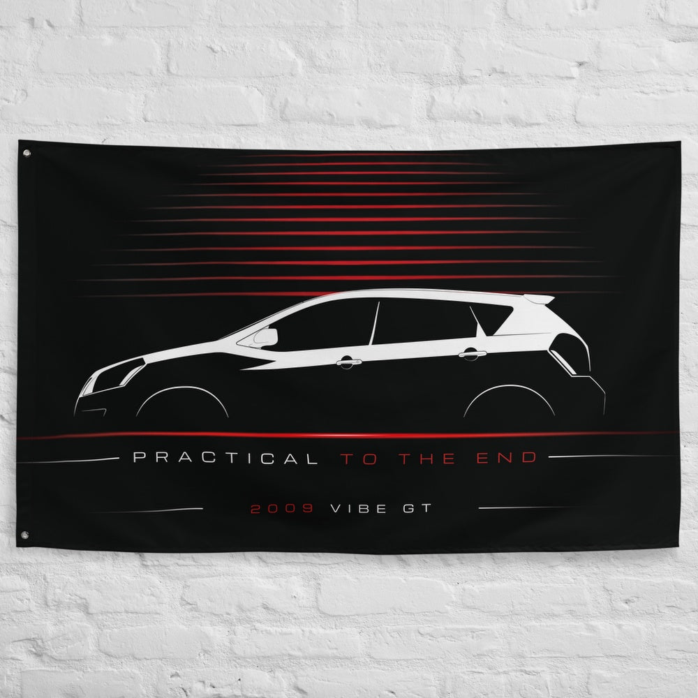 Pontiac Vibe GT 2009 car silhouette flag - White Brick Wall