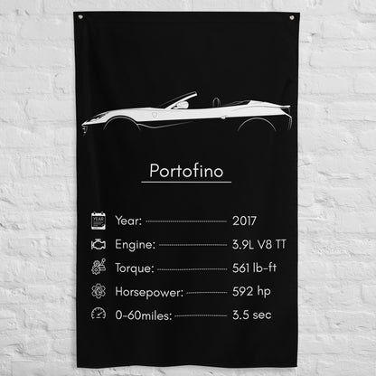 Ferrari Portofino 2017 car silhouette spec flag - White Brick Wall