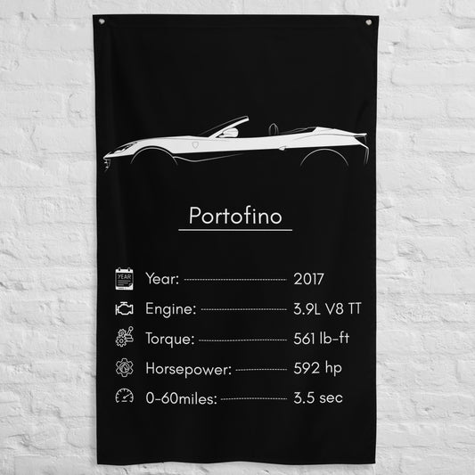 Ferrari Portofino 2017 car silhouette spec flag - White Brick Wall