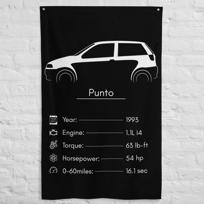 Fiat Punto 1993 car silhouette spec flag - White Brick Wall
