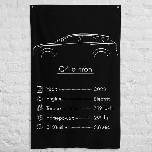 Audi Q4 e-tron 2022 car silhouette spec flag - White Brick Wall