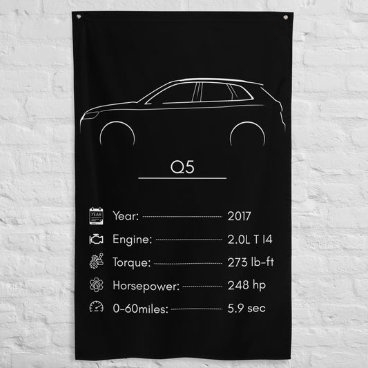 Audi Q5 2017 car silhouette spec flag - White Brick Wall