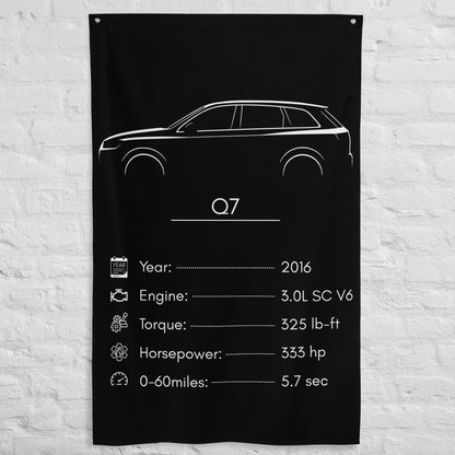 Audi Q7 2016 car silhouette spec flag - White Brick Wall