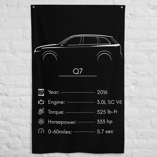 Audi Q7 2016 car silhouette spec flag - White Brick Wall