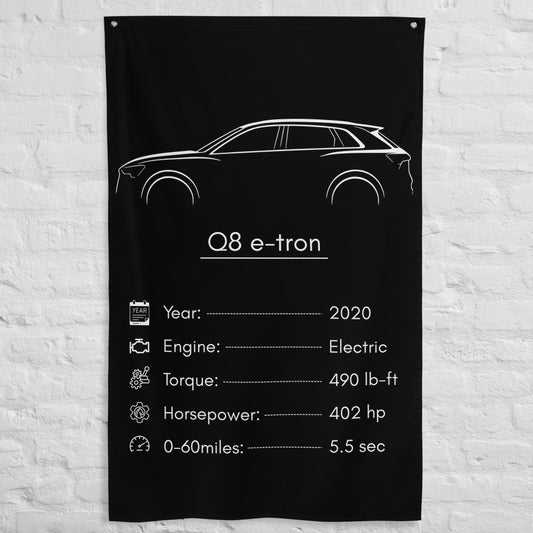 Audi Q8 e-tron 2020 car silhouette spec flag - White Brick Wall