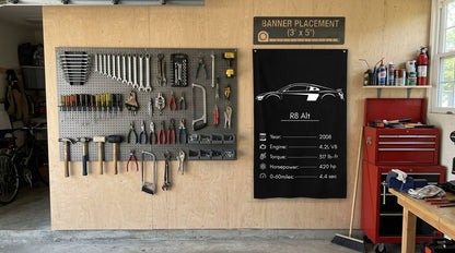 Audi R8 2008 car silhouette spec flag - Garage Plywood Wall