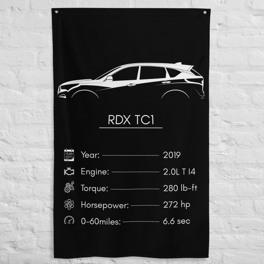 Acura RDX TC1 2019 car silhouette spec flag - White Brick Wall