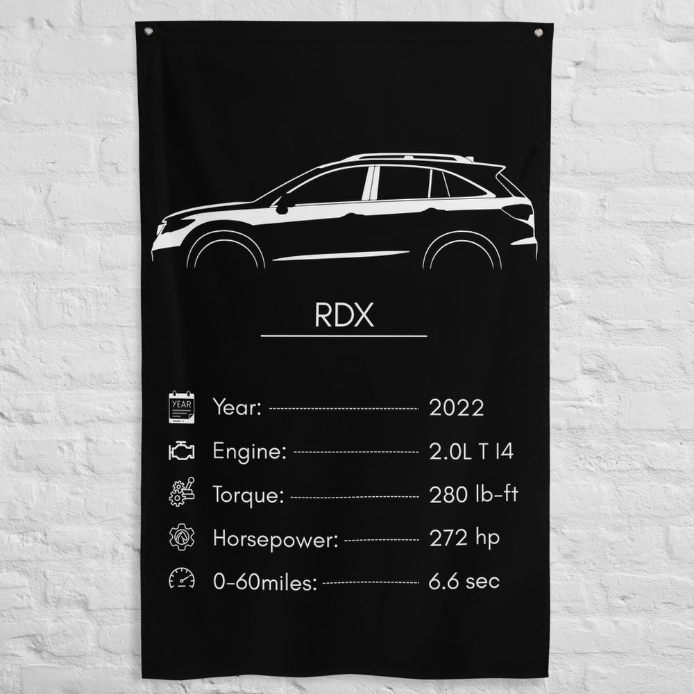 Acura RDX 2022 car silhouette spec flag - White Brick Wall