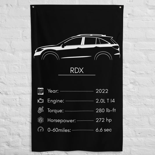 Acura RDX 2022 car silhouette spec flag - White Brick Wall