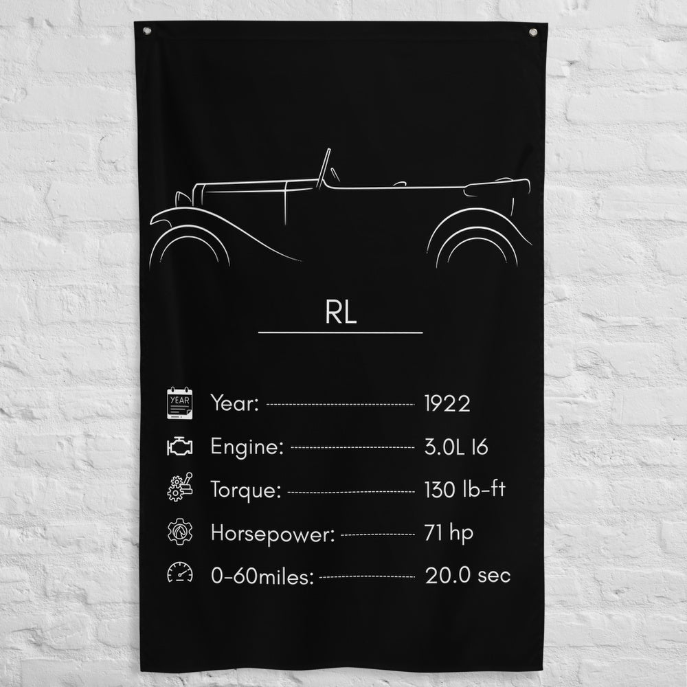 Alfa Romeo RL 1922 car silhouette spec flag - White Brick Wall