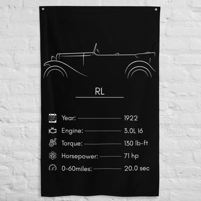 Alfa Romeo RL 1922 car silhouette spec flag - White Brick Wall