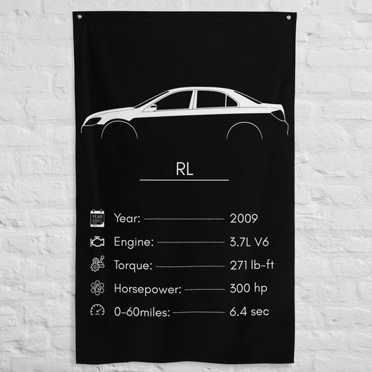 Acura RL 2009 car silhouette spec flag - White Brick Wall