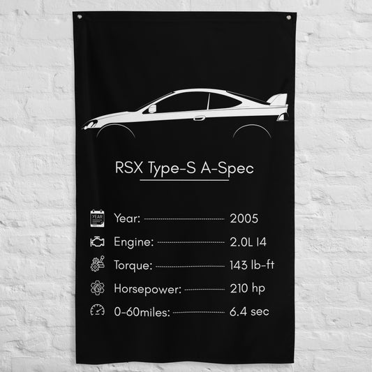 Acura RSX Type-S A-Spec 2005 car silhouette spec flag - White Brick Wall