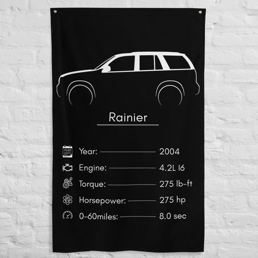 Buick Rainier 2004 car silhouette spec flag - White Brick Wall