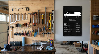 Dodge Ram Van 1998 car silhouette spec flag - Garage Pegboard Wall