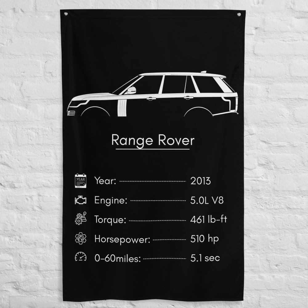 Land Rover Range Rover 2013 car silhouette spec flag - White Brick Wall