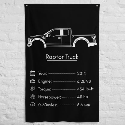 Ford Raptor Truck 2014 car silhouette spec flag - White Brick Wall