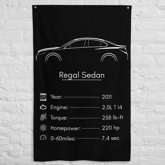 Buick Regal Sedan 2011 car silhouette spec flag - White Brick Wall