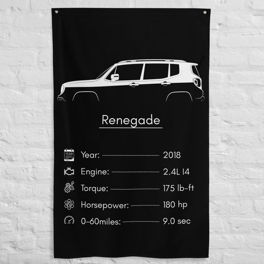 Jeep Renegade 2018 car silhouette spec flag - White Brick Wall