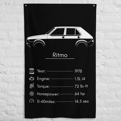 Fiat Ritmo 1978 car silhouette spec flag - White Brick Wall