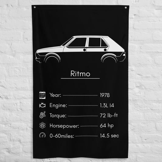Fiat Ritmo 1978 car silhouette spec flag - White Brick Wall