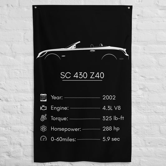 Lexus SC 430 Z40 2002 car silhouette spec flag - White Brick Wall
