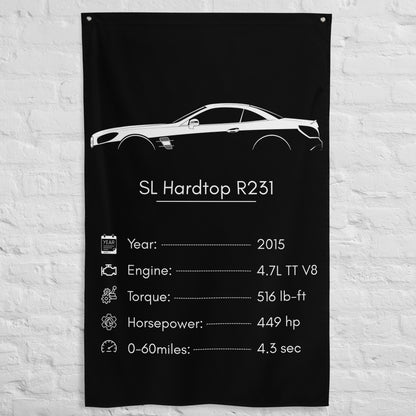Mercedes-Benz SL Hardtop R231 2015 car silhouette spec flag - White Brick Wall