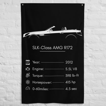 Mercedes-Benz SLK-Class AMG R172 2012 car silhouette spec flag - White Brick Wall