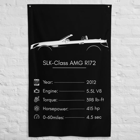 Mercedes-Benz SLK-Class AMG R172 2012 car silhouette spec flag - White Brick Wall