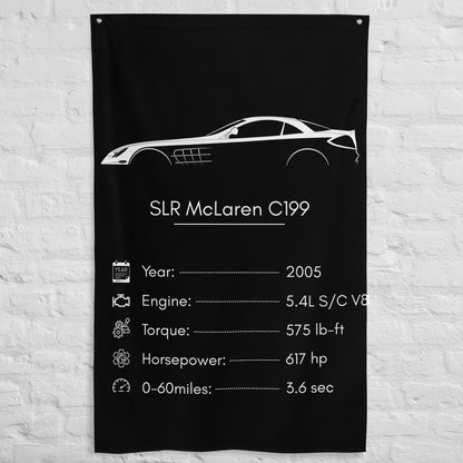 Mercedes-Benz SLR McLaren C199 2005 car silhouette spec flag - White Brick Wall