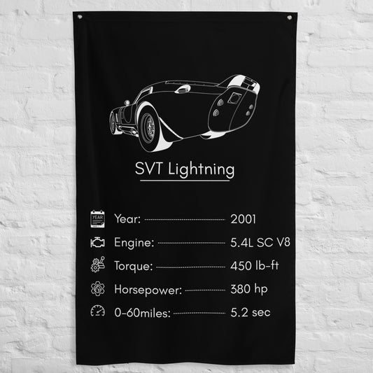 Ford SVT Lightning 2001 car silhouette spec flag - White Brick Wall
