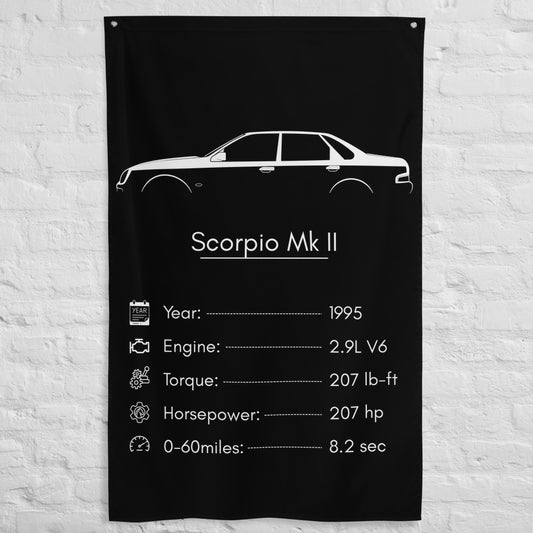 Ford Scorpio Mk II 1995 car silhouette spec flag - White Brick Wall