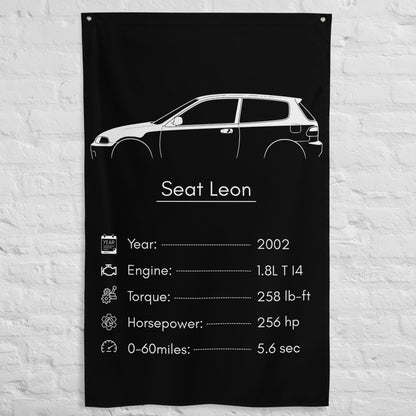 ABT Seat Leon 2002 car silhouette spec flag - White Brick Wall