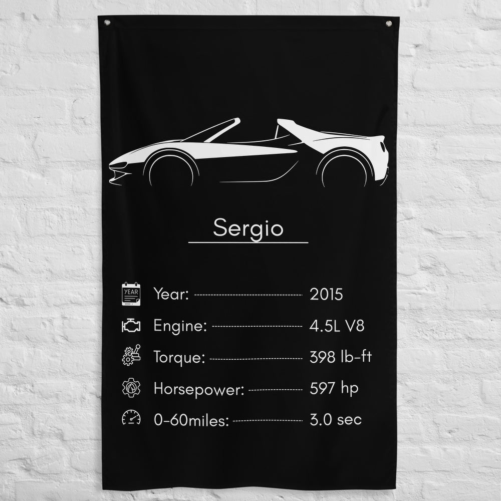 Ferrari Sergio 2015 car silhouette spec flag - White Brick Wall