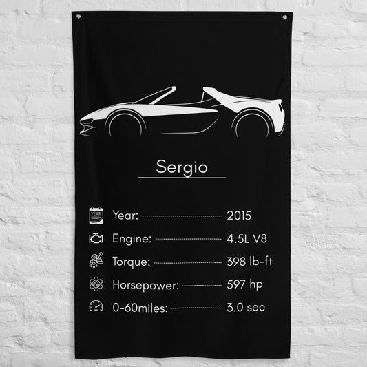 Ferrari Sergio 2015 car silhouette spec flag - White Brick Wall