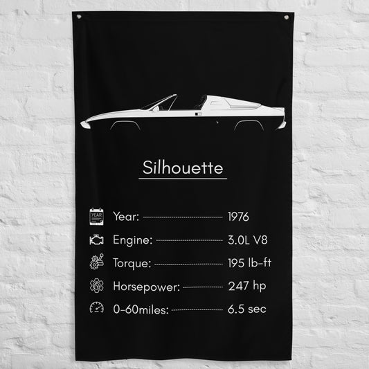 Lamborghini Silhouette 1976 car silhouette spec flag - White Brick Wall