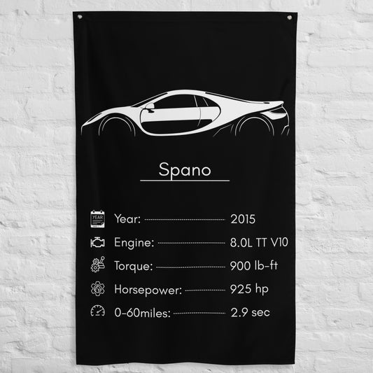 GTA Spano 2015 car silhouette spec flag - White Brick Wall