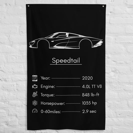 McLaren Speedtail 2020 (Design 2) car silhouette spec flag - White Brick Wall