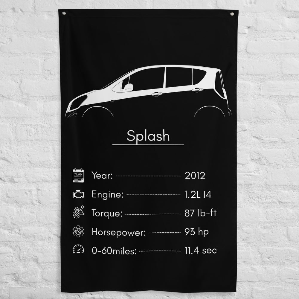Suzuki Splash 2012 car silhouette spec flag - White Brick Wall