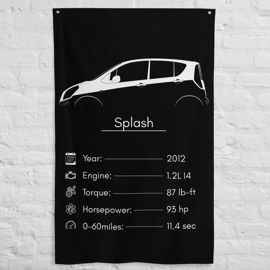 Suzuki Splash 2012 car silhouette spec flag - White Brick Wall